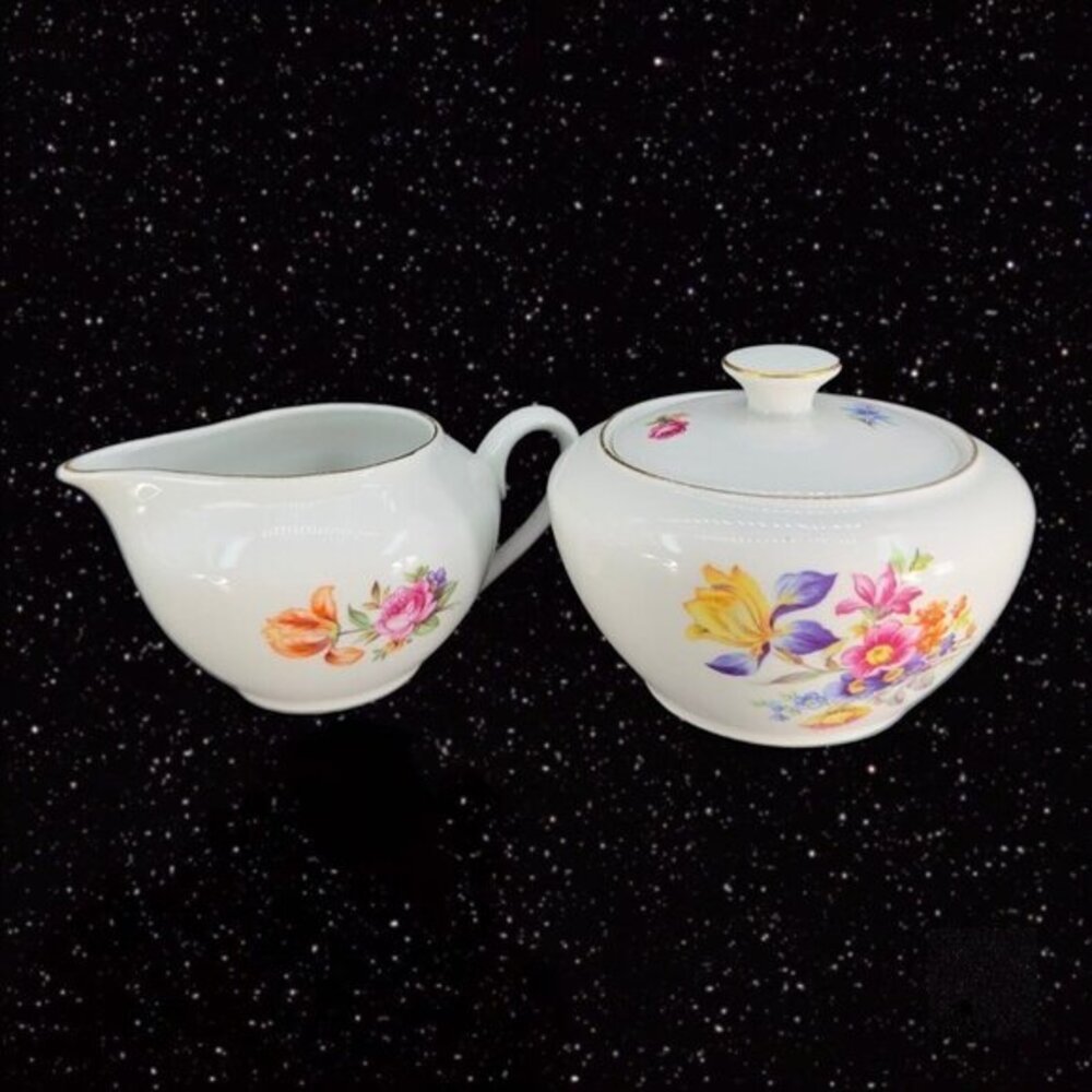 1950s Weisswasser Fine Porcelain Ceramic Creamer And Sugar Bowl Made In German